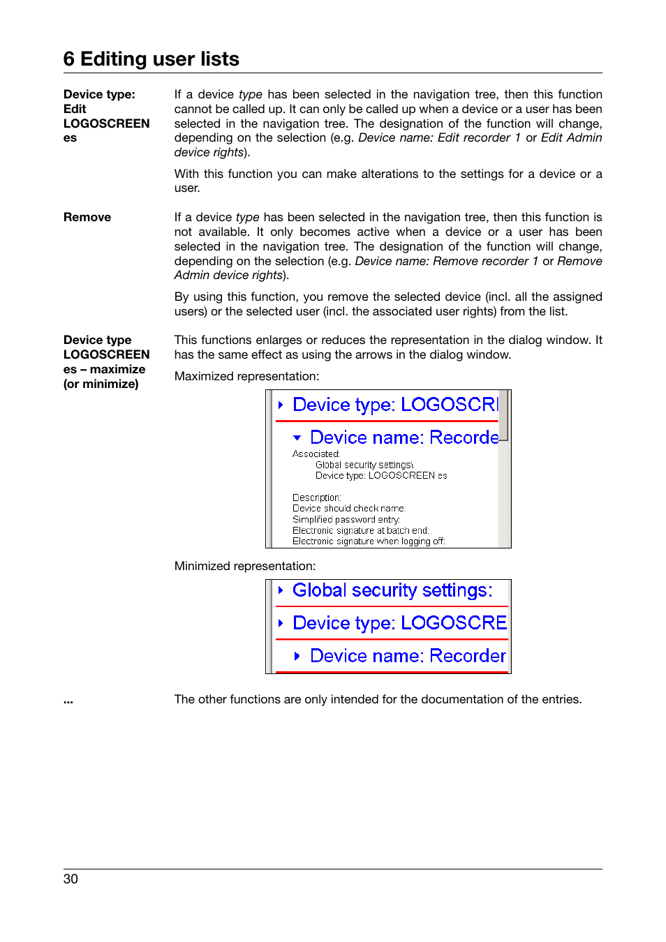 6 editing user lists | JUMO PC Security Manager Software PCS (B 70.9703.0) User Manual | Page 30 / 74