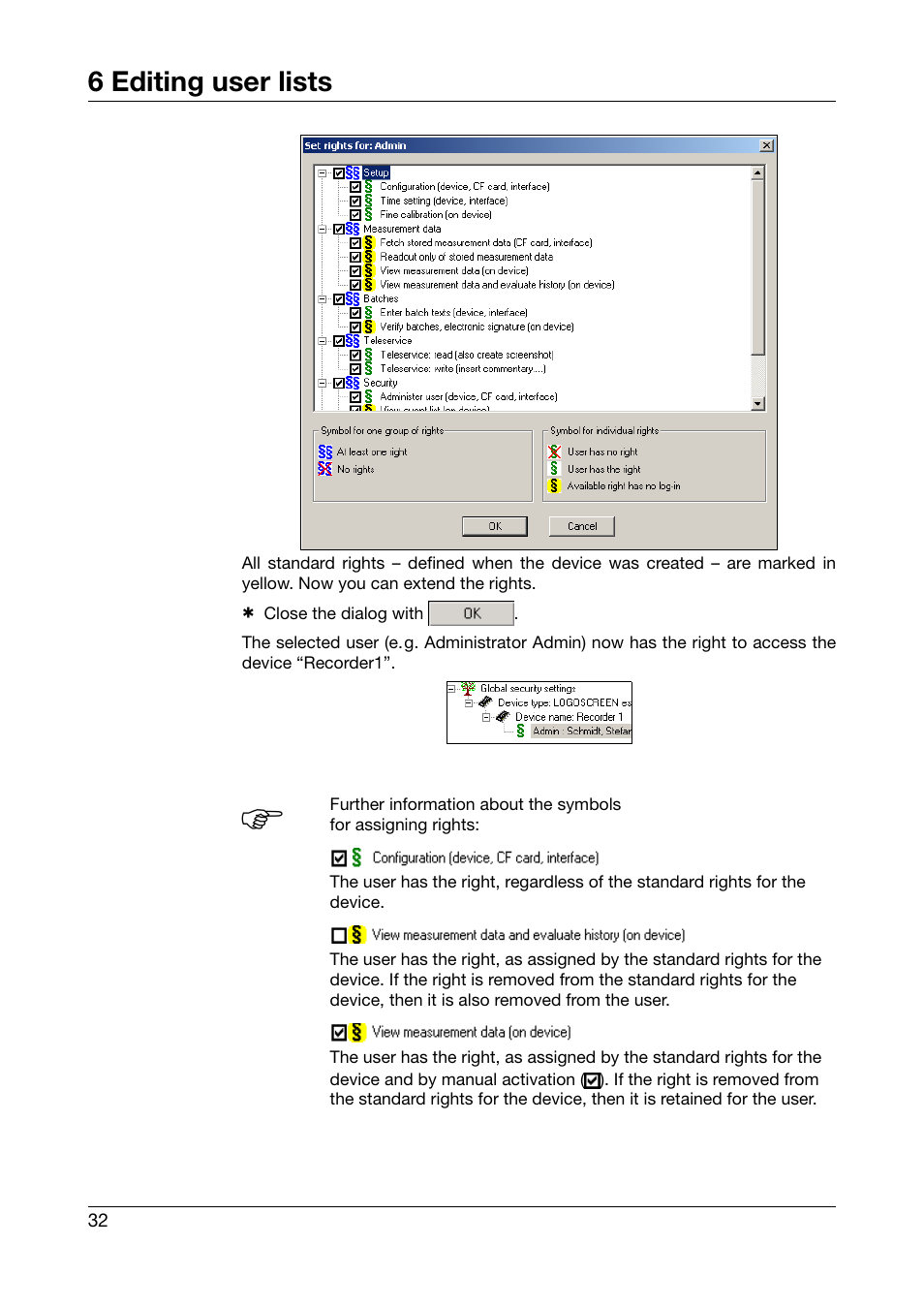 6 editing user lists | JUMO PC Security Manager Software PCS (B 70.9703.0) User Manual | Page 32 / 74