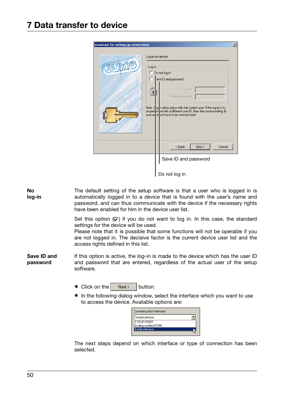 7 data transfer to device | JUMO PC Security Manager Software PCS (B 70.9703.0) User Manual | Page 50 / 74