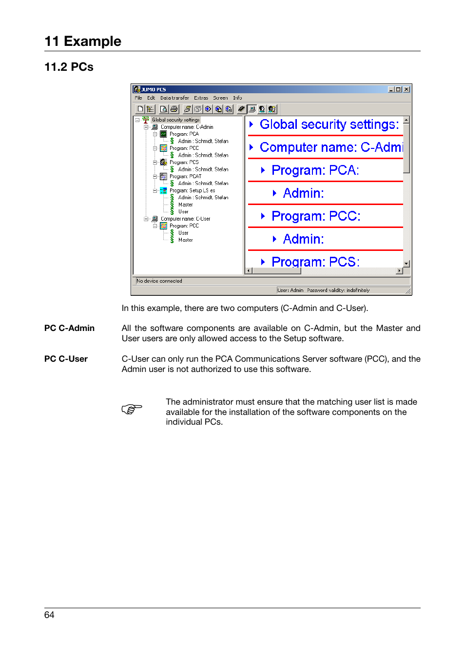 2 pcs, 11 example | JUMO PC Security Manager Software PCS (B 70.9703.0) User Manual | Page 64 / 74