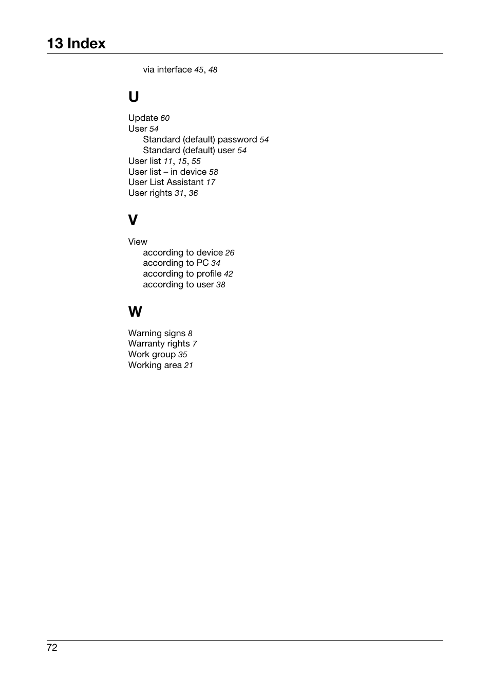 13 index | JUMO PC Security Manager Software PCS (B 70.9703.0) User Manual | Page 72 / 74