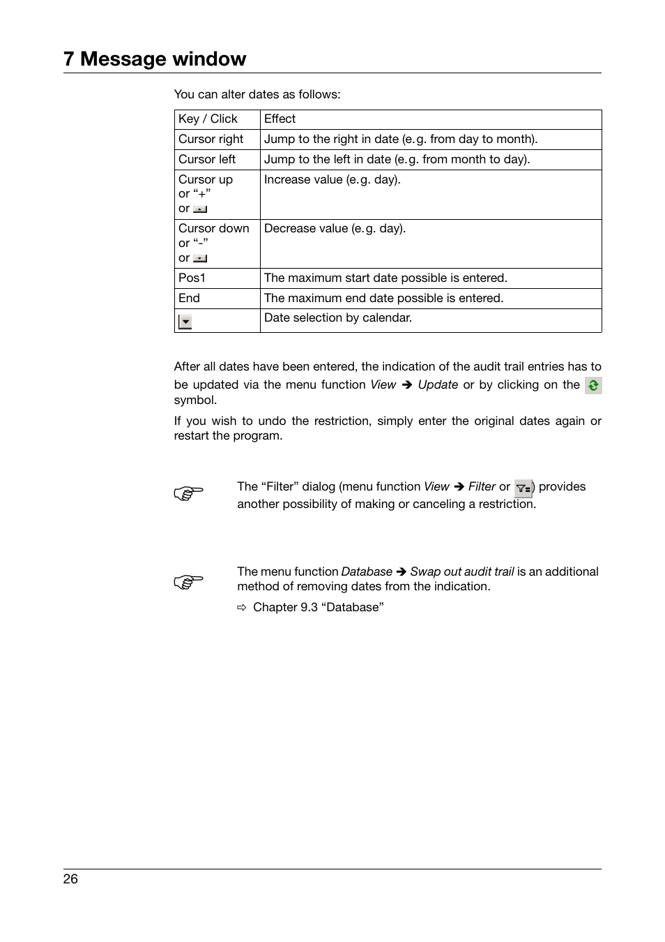 7 message window | JUMO PC Audit Trail Manager Software PCAT (B 70.9704.0) User Manual | Page 26 / 44