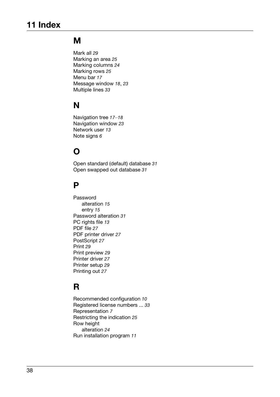 11 index | JUMO PC Audit Trail Manager Software PCAT (B 70.9704.0) User Manual | Page 38 / 44