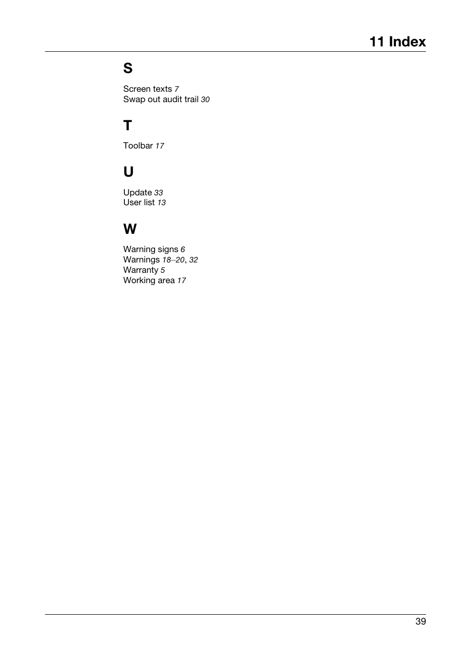 11 index s | JUMO PC Audit Trail Manager Software PCAT (B 70.9704.0) User Manual | Page 39 / 44