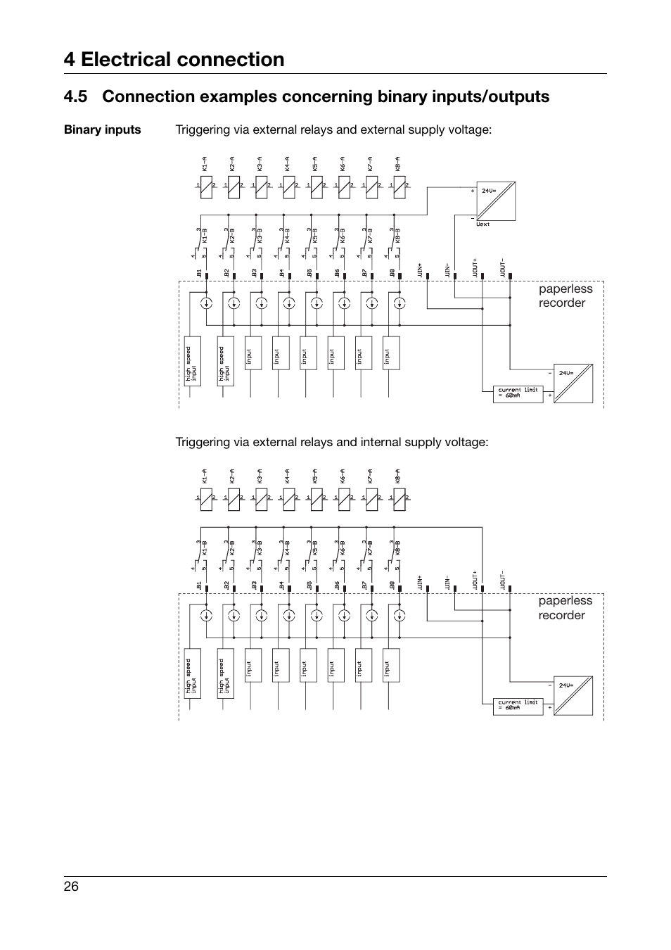 4 electrical connection | JUMO 706585 LOGOSCREEN fd Recorder with diecast zinc front Installation Instructions User Manual | Page 26 / 40