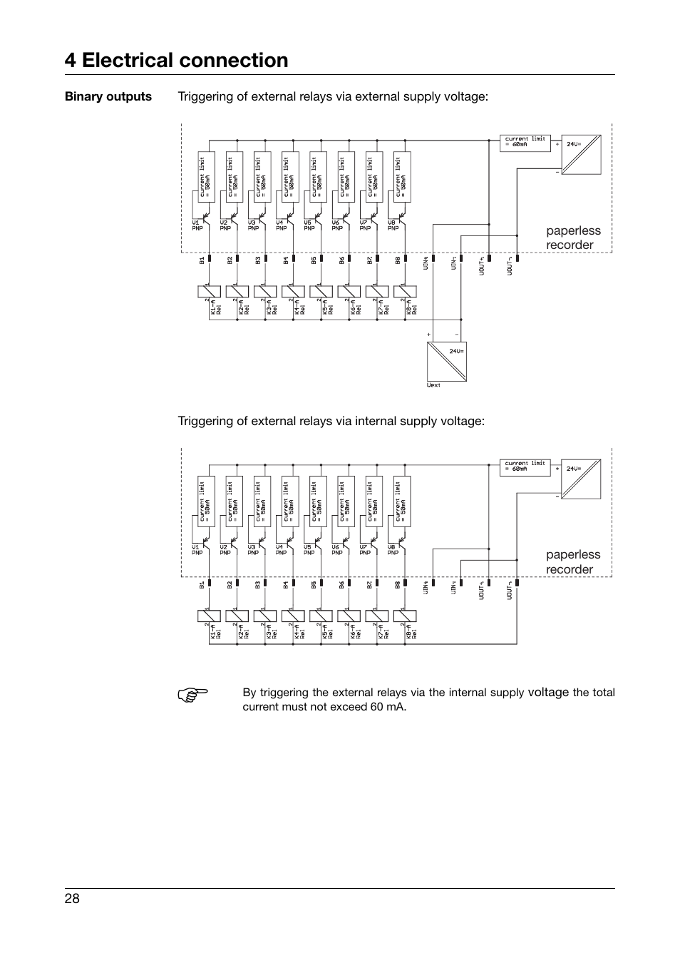 4 electrical connection | JUMO 706585 LOGOSCREEN fd Recorder with diecast zinc front Installation Instructions User Manual | Page 28 / 40