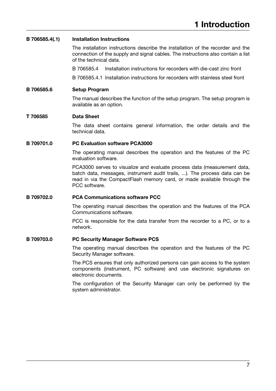 1 introduction | JUMO 706585 LOGOSCREEN fd Recorder with diecast zinc front Installation Instructions User Manual | Page 7 / 40