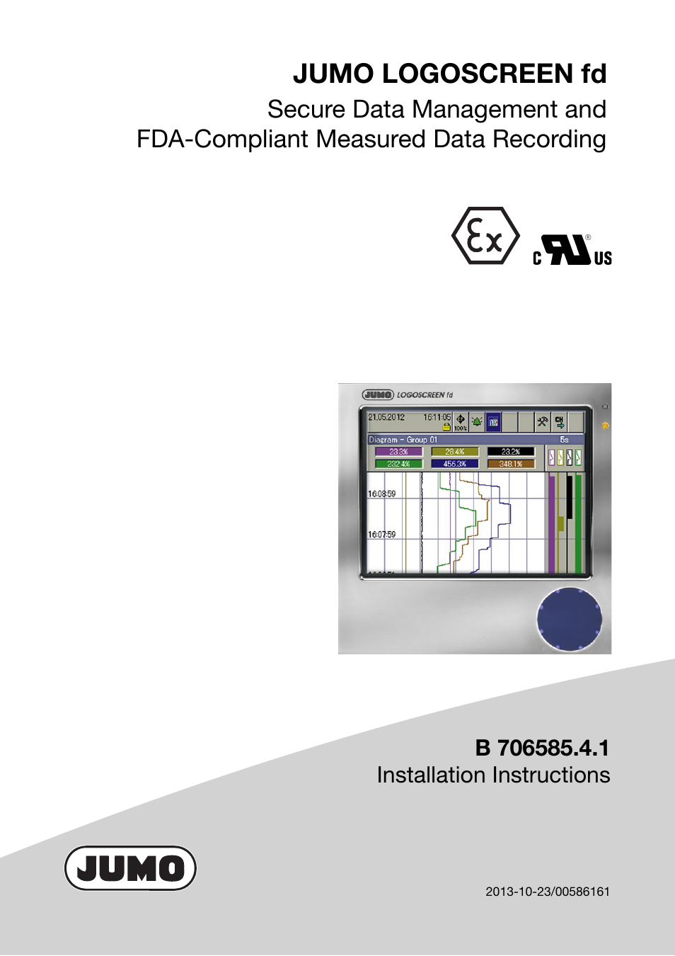 JUMO 706585 LOGOSCREEN fd Recorder with stainless steel front Installation Instructions User Manual | 52 pages