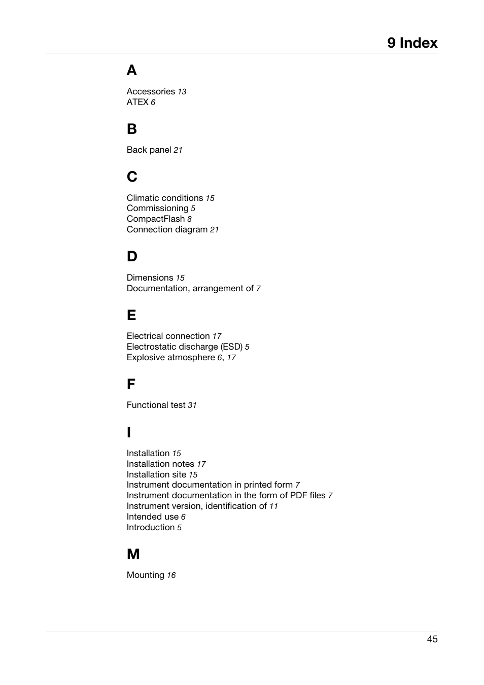 9 index, Index, 9 index a | JUMO 706585 LOGOSCREEN fd Recorder with stainless steel front Installation Instructions User Manual | Page 45 / 52