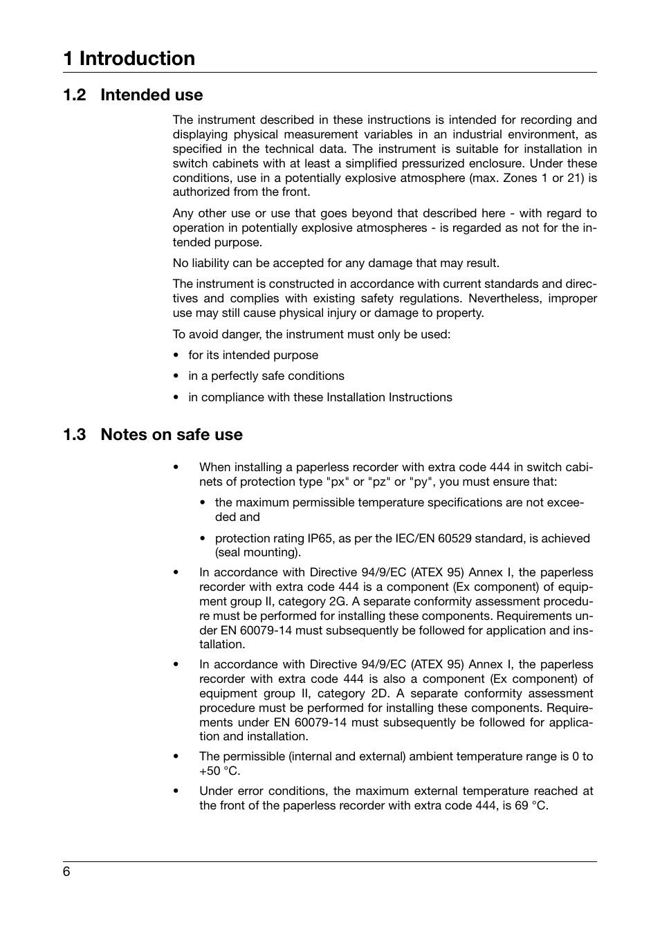 2 intended use, 3 notes on safe use, Intended use | Notes on safe use, 1 introduction | JUMO 706585 LOGOSCREEN fd Recorder with stainless steel front Installation Instructions User Manual | Page 6 / 52