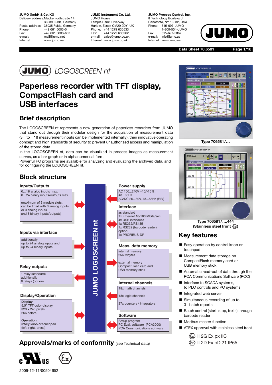 JUMO 706581 LOGOSCREEN nt Data Sheet User Manual | 18 pages