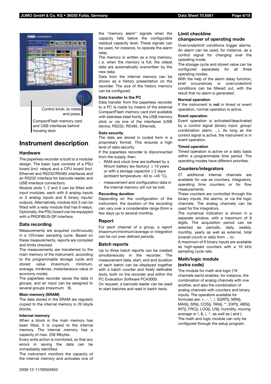 Instrument description | JUMO 706581 LOGOSCREEN nt Data Sheet User Manual | Page 6 / 18
