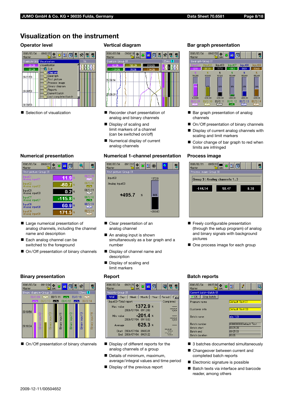 Visualization on the instrument | JUMO 706581 LOGOSCREEN nt Data Sheet User Manual | Page 8 / 18