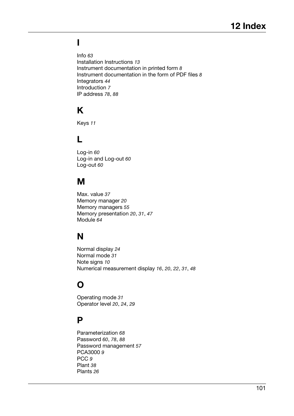 12 index i | JUMO 706581 LOGOSCREEN nt Operating Instructions User Manual | Page 101 / 108
