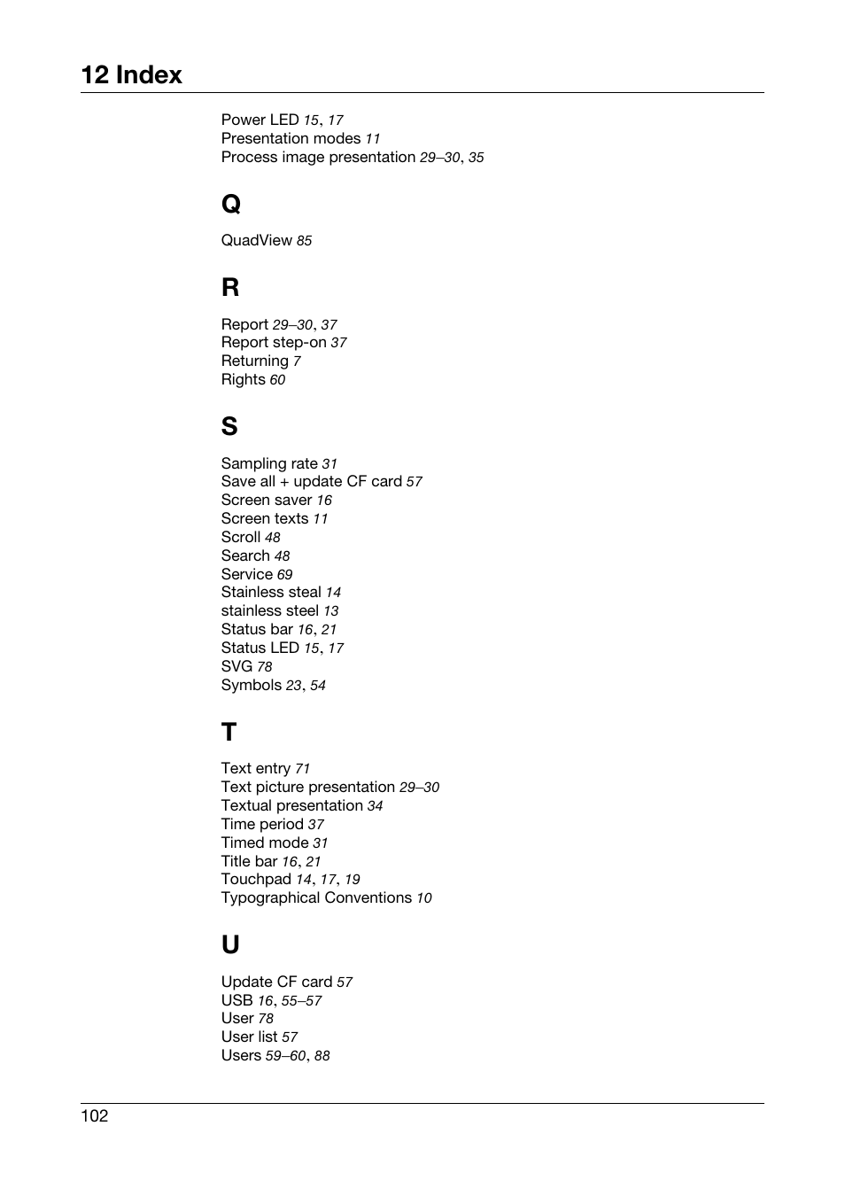 12 index | JUMO 706581 LOGOSCREEN nt Operating Instructions User Manual | Page 102 / 108