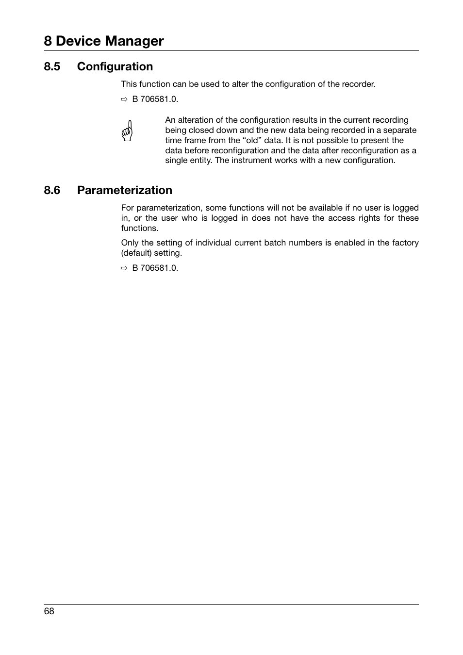 5 configuration, 6 parameterization, Configuration | Parameterization, 8 device manager | JUMO 706581 LOGOSCREEN nt Operating Instructions User Manual | Page 68 / 108