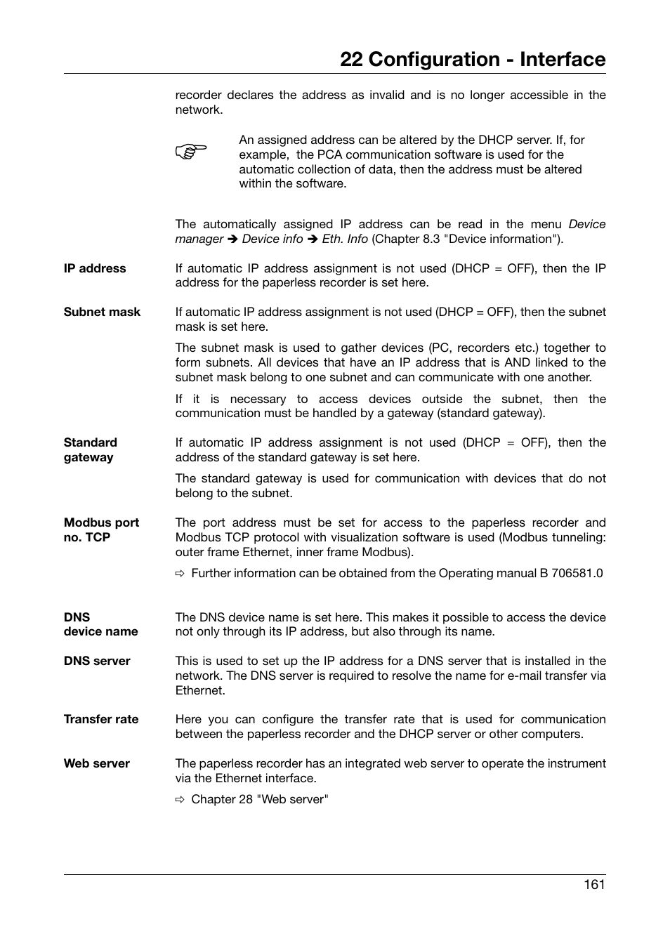 22 configuration - interface | JUMO 706581 LOGOSCREEN nt Operating Manual User Manual | Page 161 / 224
