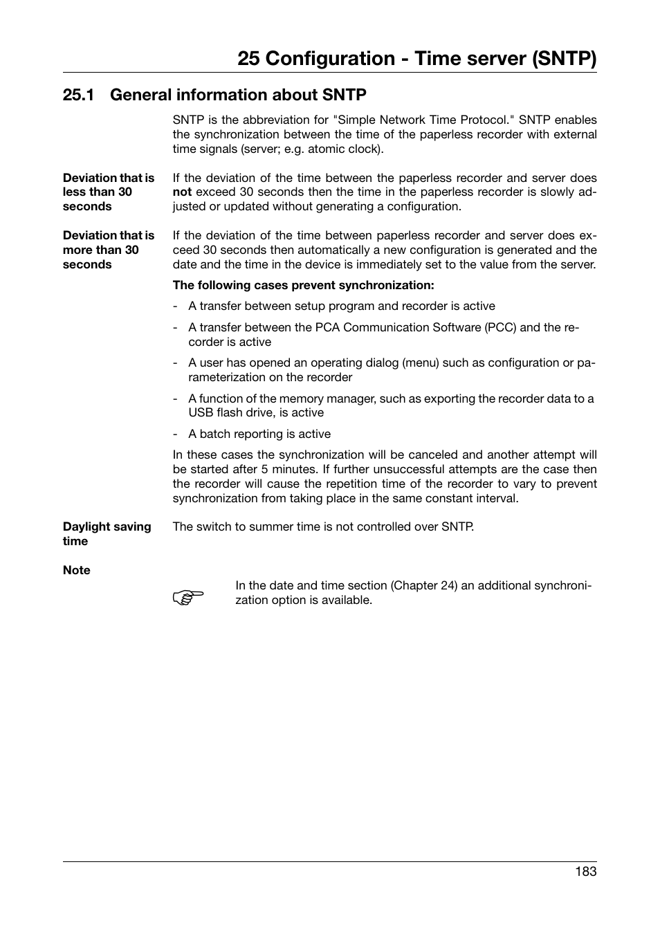 25 configuration - time server (sntp), 1 general information about sntp, Configuration - time server (sntp) | General information about sntp | JUMO 706581 LOGOSCREEN nt Operating Manual User Manual | Page 183 / 224