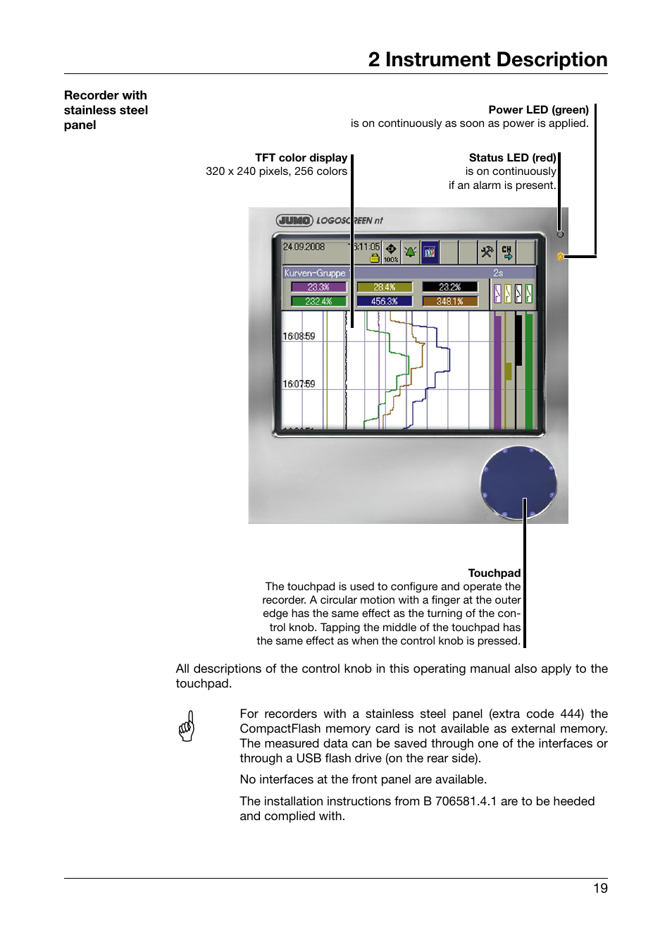 2 instrument description | JUMO 706581 LOGOSCREEN nt Operating Manual User Manual | Page 19 / 224