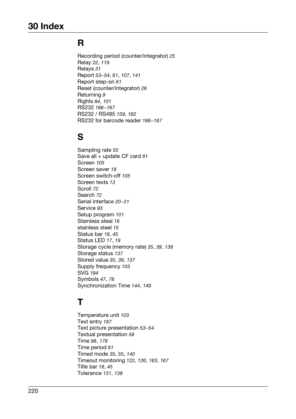 30 index | JUMO 706581 LOGOSCREEN nt Operating Manual User Manual | Page 220 / 224