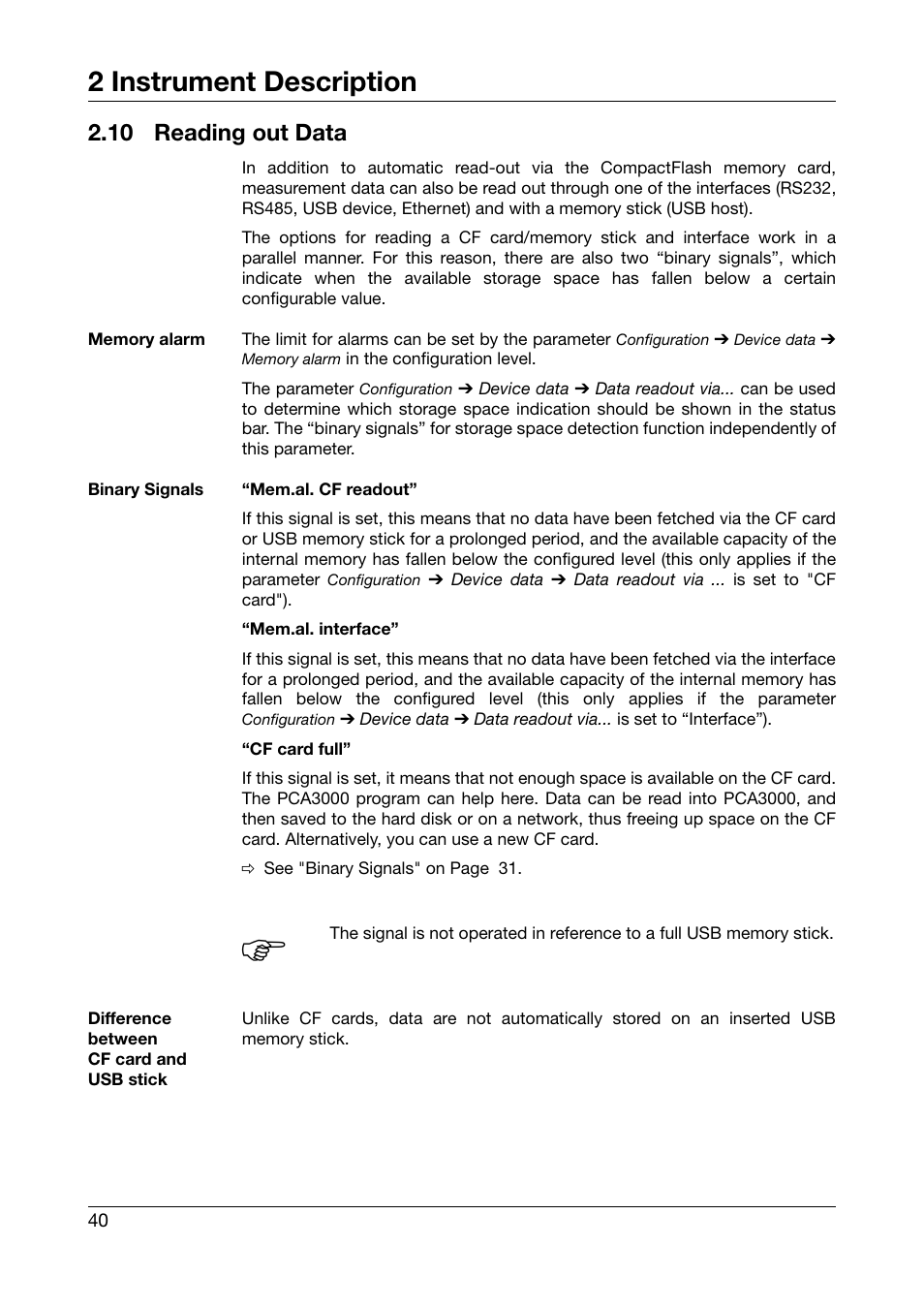 10 reading out data, Reading out data, Chapter 2.10 "reading out data | 2 instrument description | JUMO 706581 LOGOSCREEN nt Operating Manual User Manual | Page 40 / 224