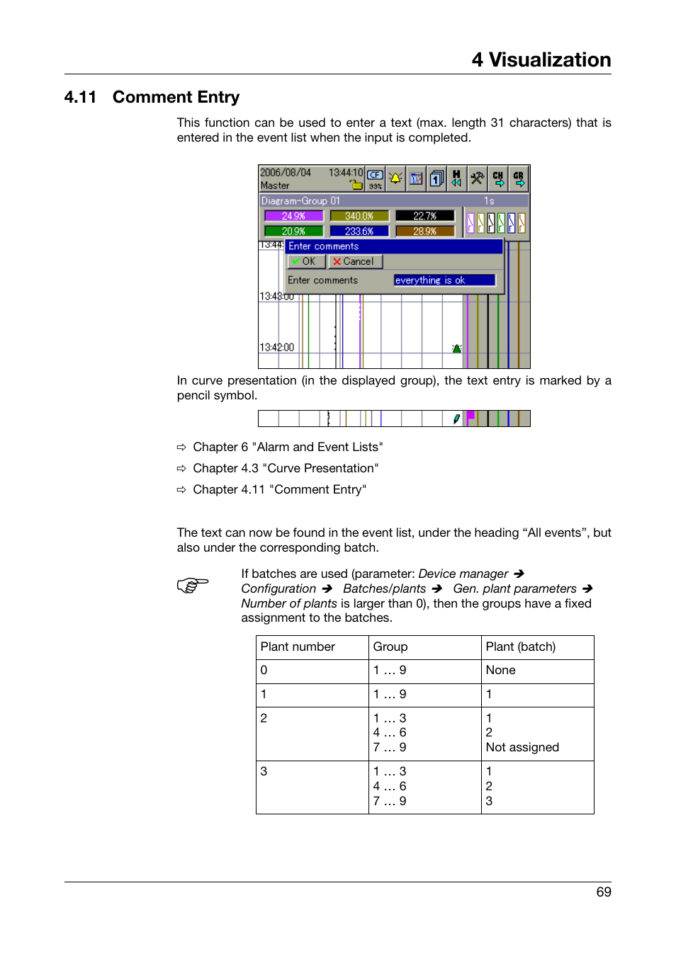 11 comment entry, Comment entry, Chapter 4.11 | 4 visualization | JUMO 706581 LOGOSCREEN nt Operating Manual User Manual | Page 69 / 224