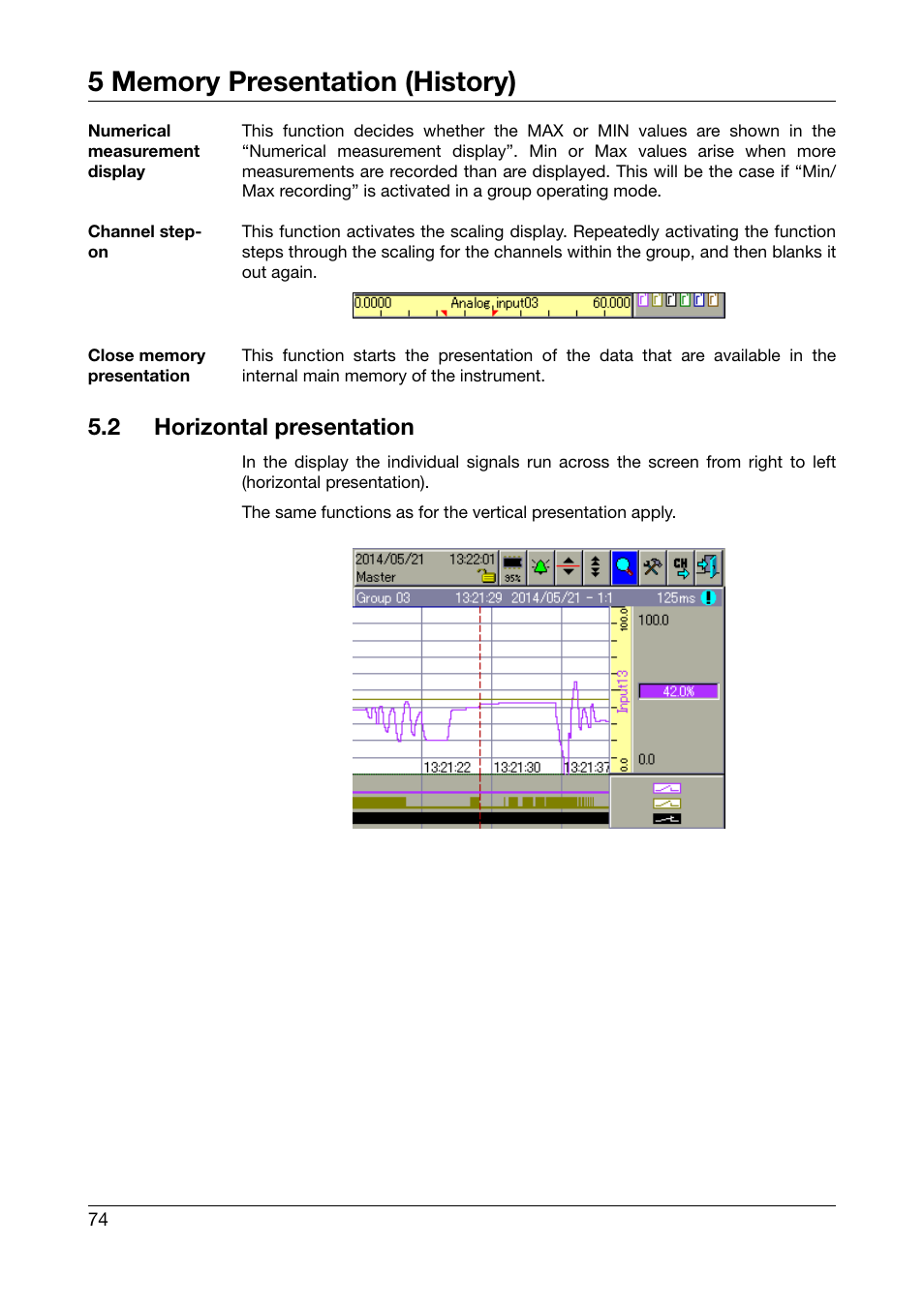 2 horizontal presentation, Horizontal presentation | JUMO 706581 LOGOSCREEN nt Operating Manual User Manual | Page 74 / 224