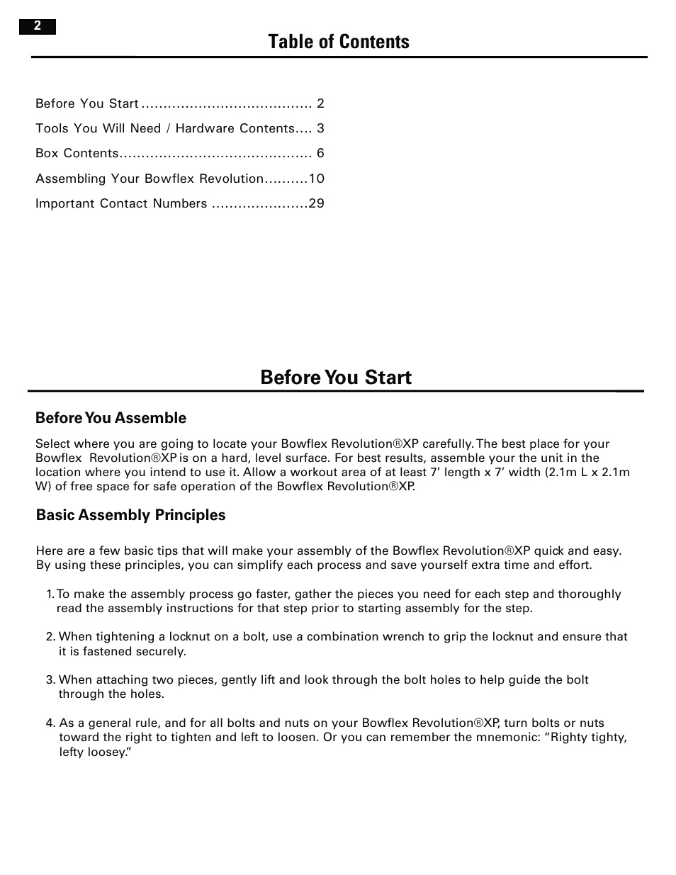 Bowflex RevolutionXP User Manual | Page 2 / 32