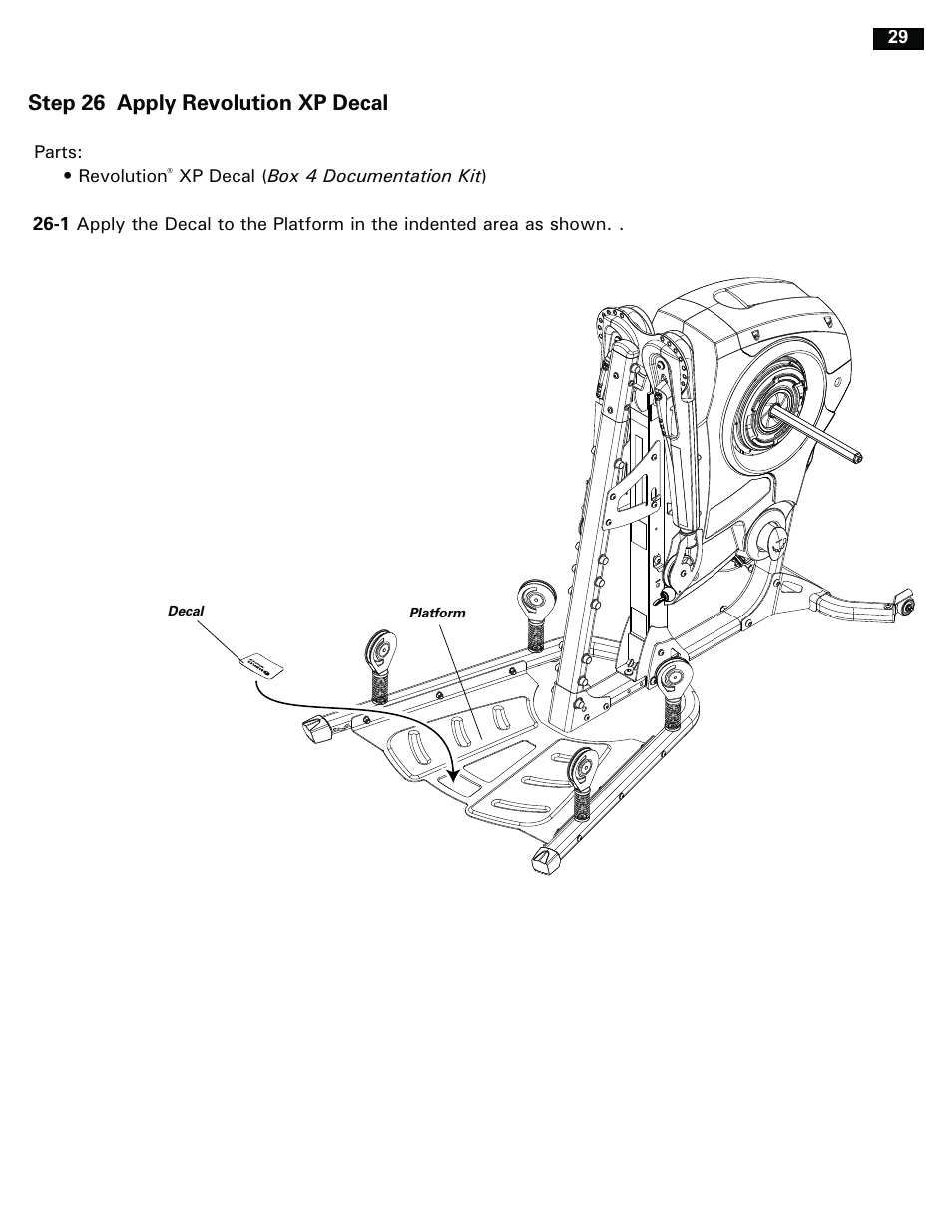 Step 26 apply revolution xp decal | Bowflex RevolutionXP User Manual | Page 29 / 32