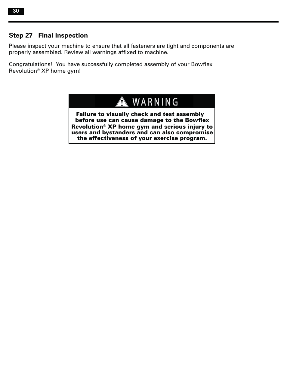 Bowflex RevolutionXP User Manual | Page 30 / 32