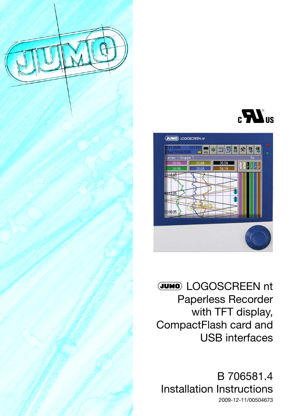 JUMO 706581 LOGOSCREEN nt Paperless Recorder with TFT display, CompactFlash Installation Instructions User Manual | 36 pages