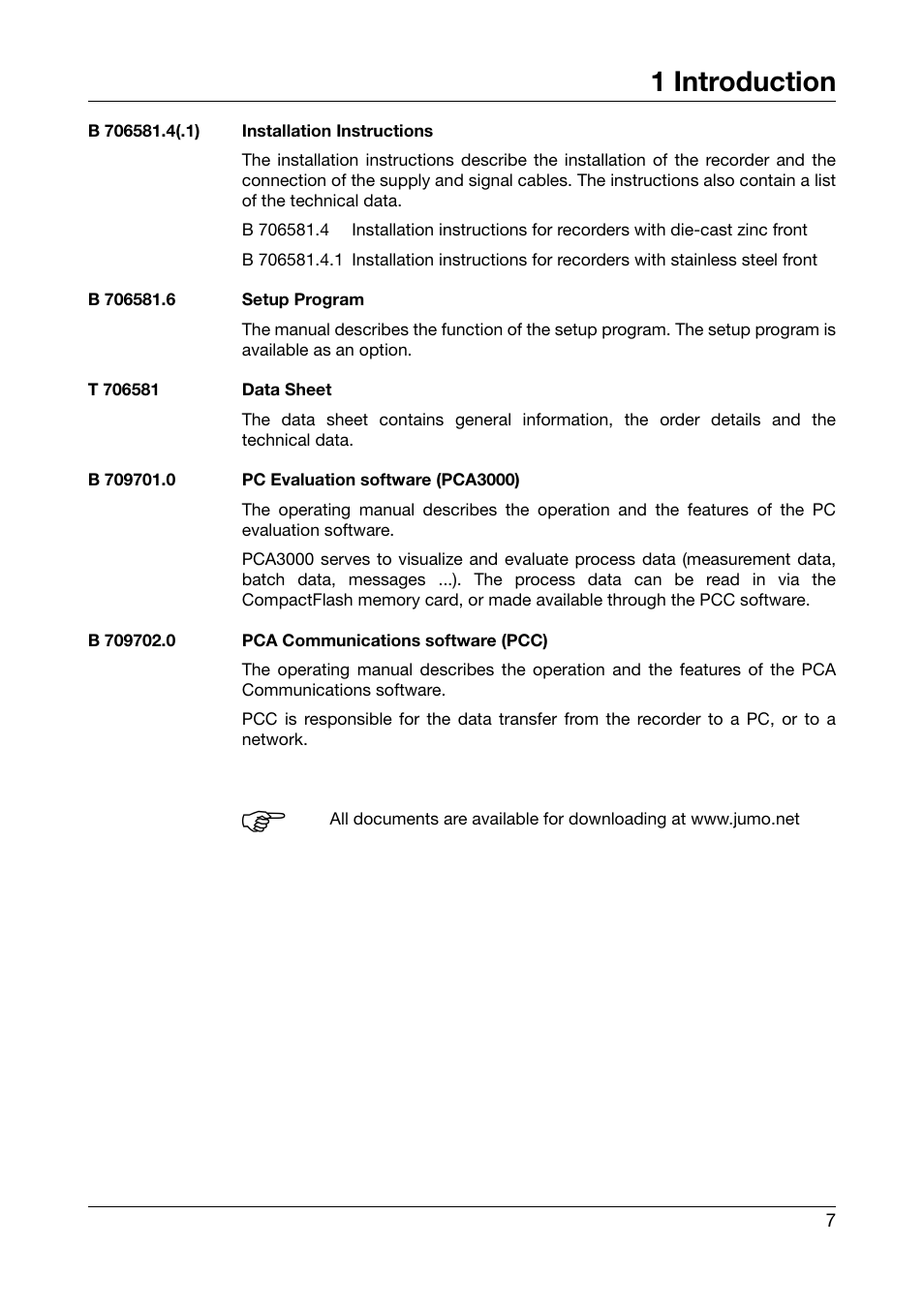1 introduction | JUMO 706581 LOGOSCREEN nt Paperless Recorder with TFT display, CompactFlash Installation Instructions User Manual | Page 7 / 36