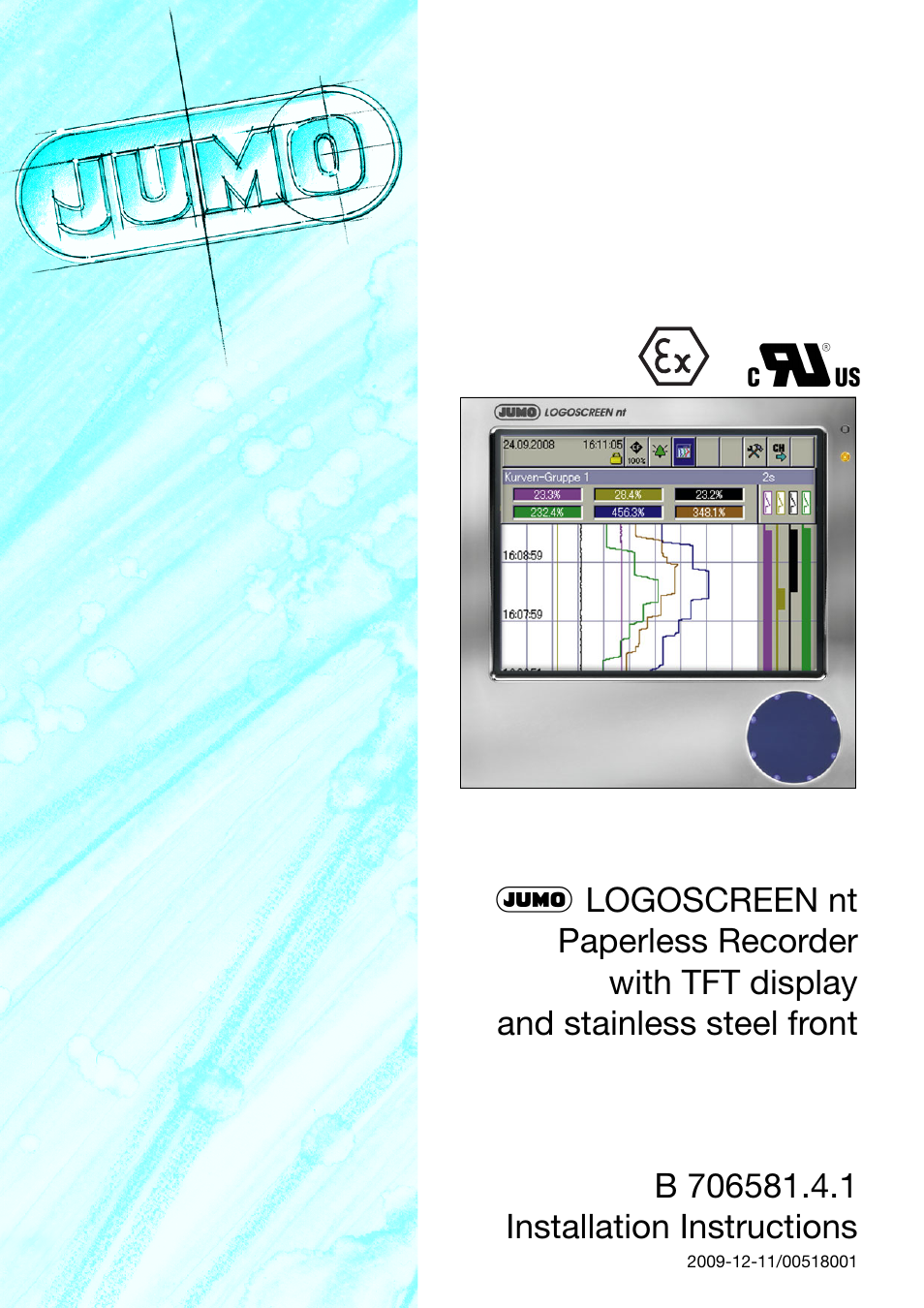 JUMO 706581 LOGOSCREEN nt stainless steel front Installation Instructions User Manual | 48 pages