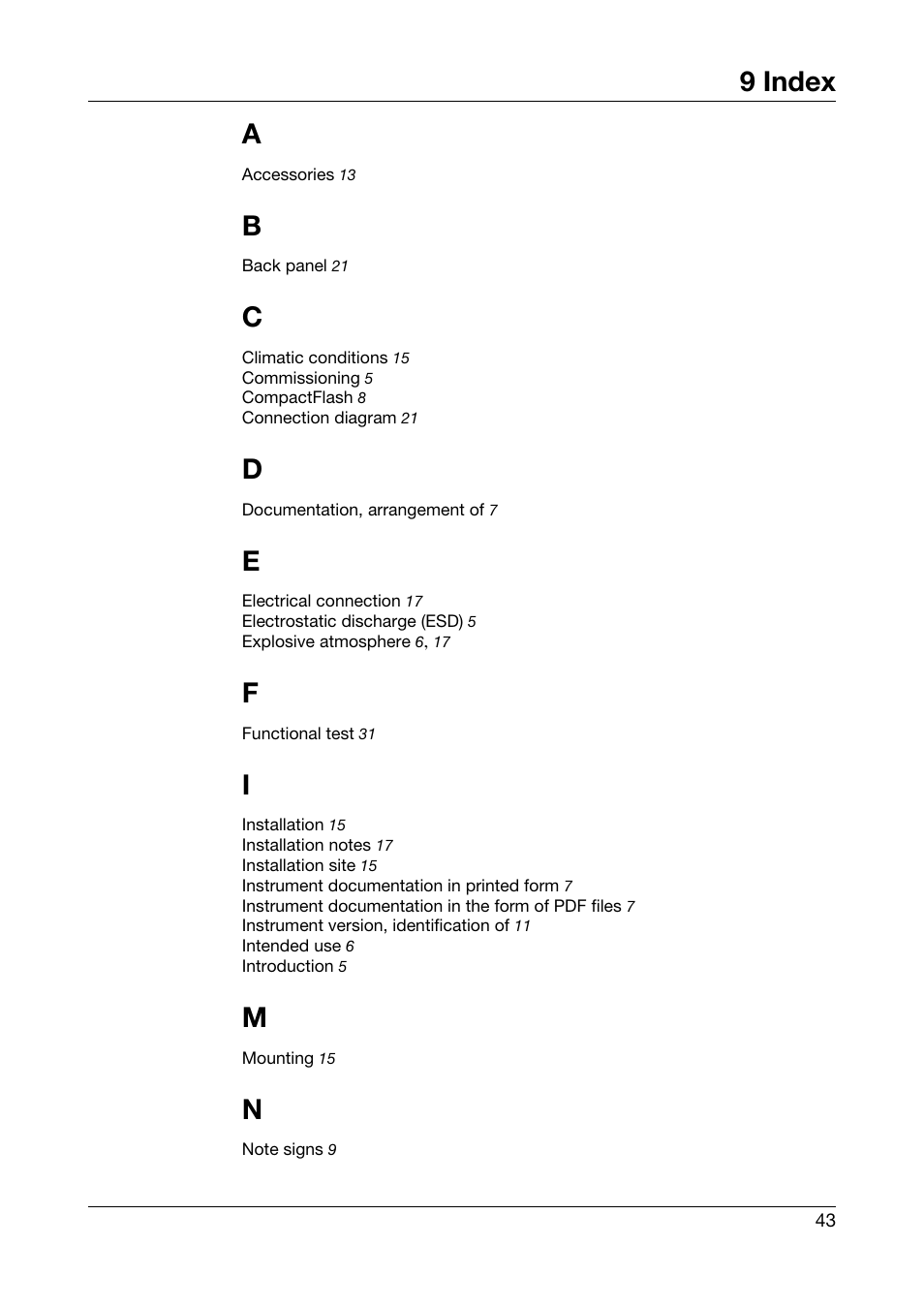 9 index, Index, 9 index a | JUMO 706581 LOGOSCREEN nt stainless steel front Installation Instructions User Manual | Page 43 / 48