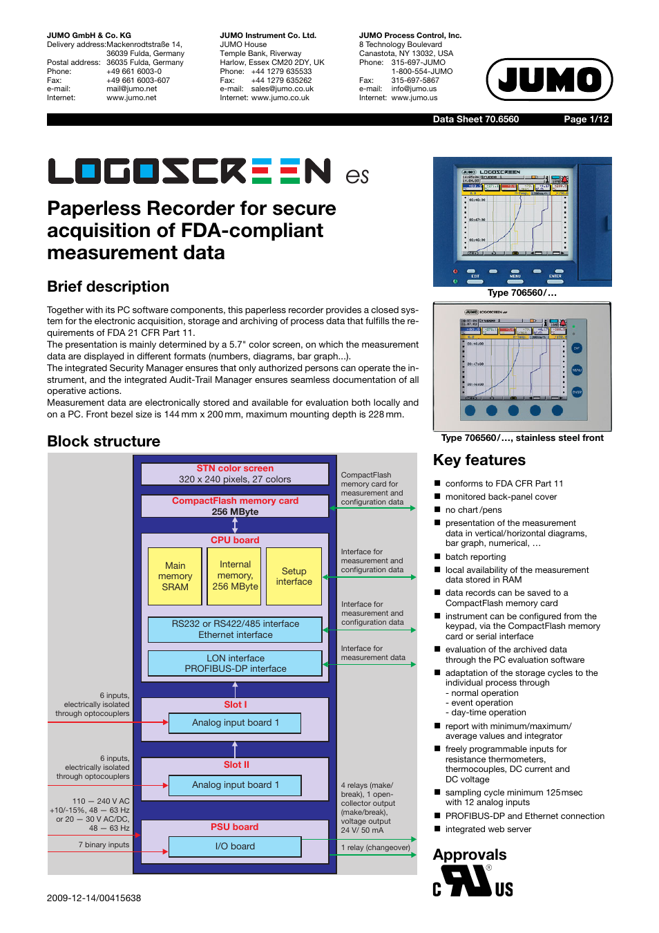 JUMO 706560 LOGOSCREEN es Data Sheet User Manual | 12 pages