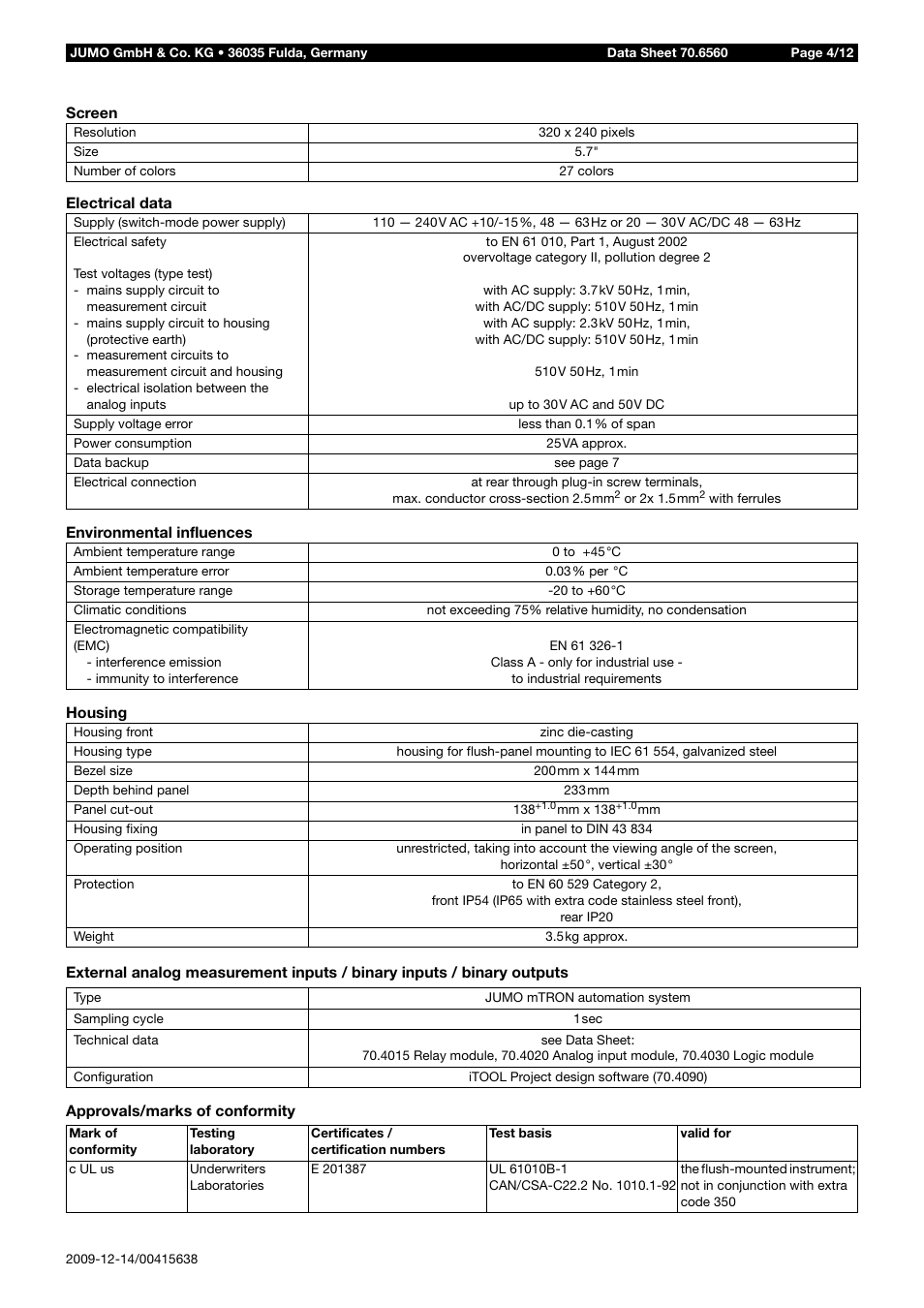JUMO 706560 LOGOSCREEN es Data Sheet User Manual | Page 4 / 12