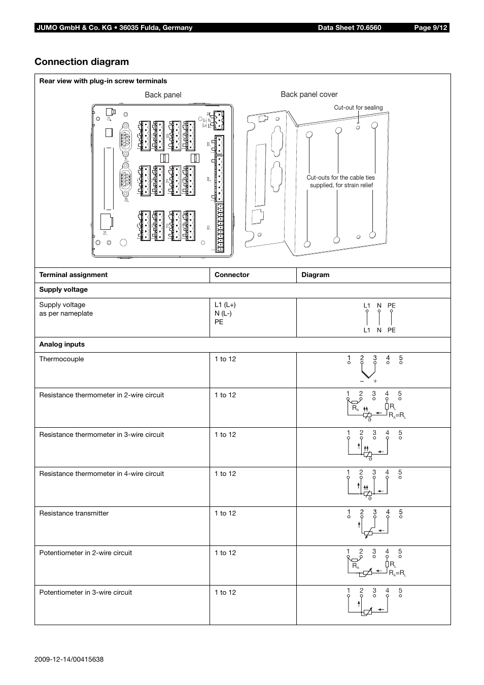 Connection diagram | JUMO 706560 LOGOSCREEN es Data Sheet User Manual | Page 9 / 12