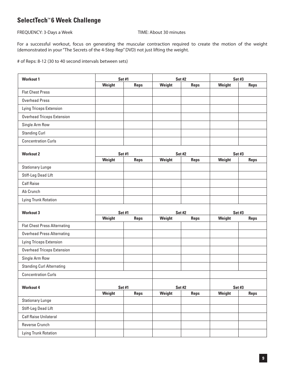 Selecttech, 6 week challenge | Bowflex SelectTech 220 Dumbells User Manual | Page 11 / 36