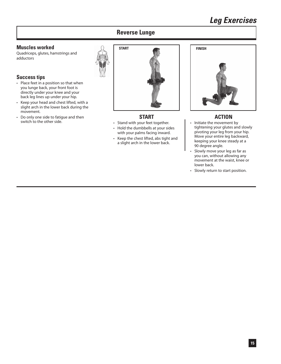 Leg exercises, Reverse lunge | Bowflex SelectTech 220 Dumbells User Manual | Page 17 / 36