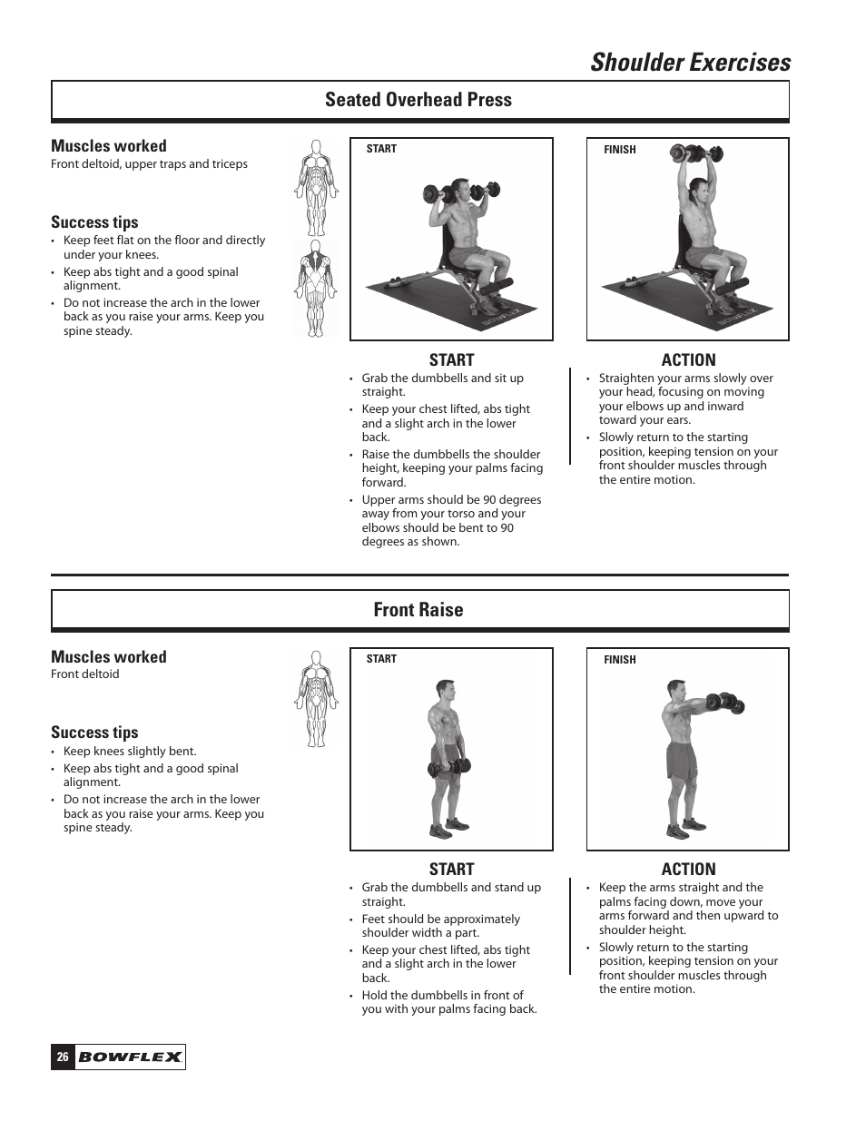 Shoulder exercises, Seated overhead press front raise | Bowflex SelectTech 220 Dumbells User Manual | Page 28 / 36