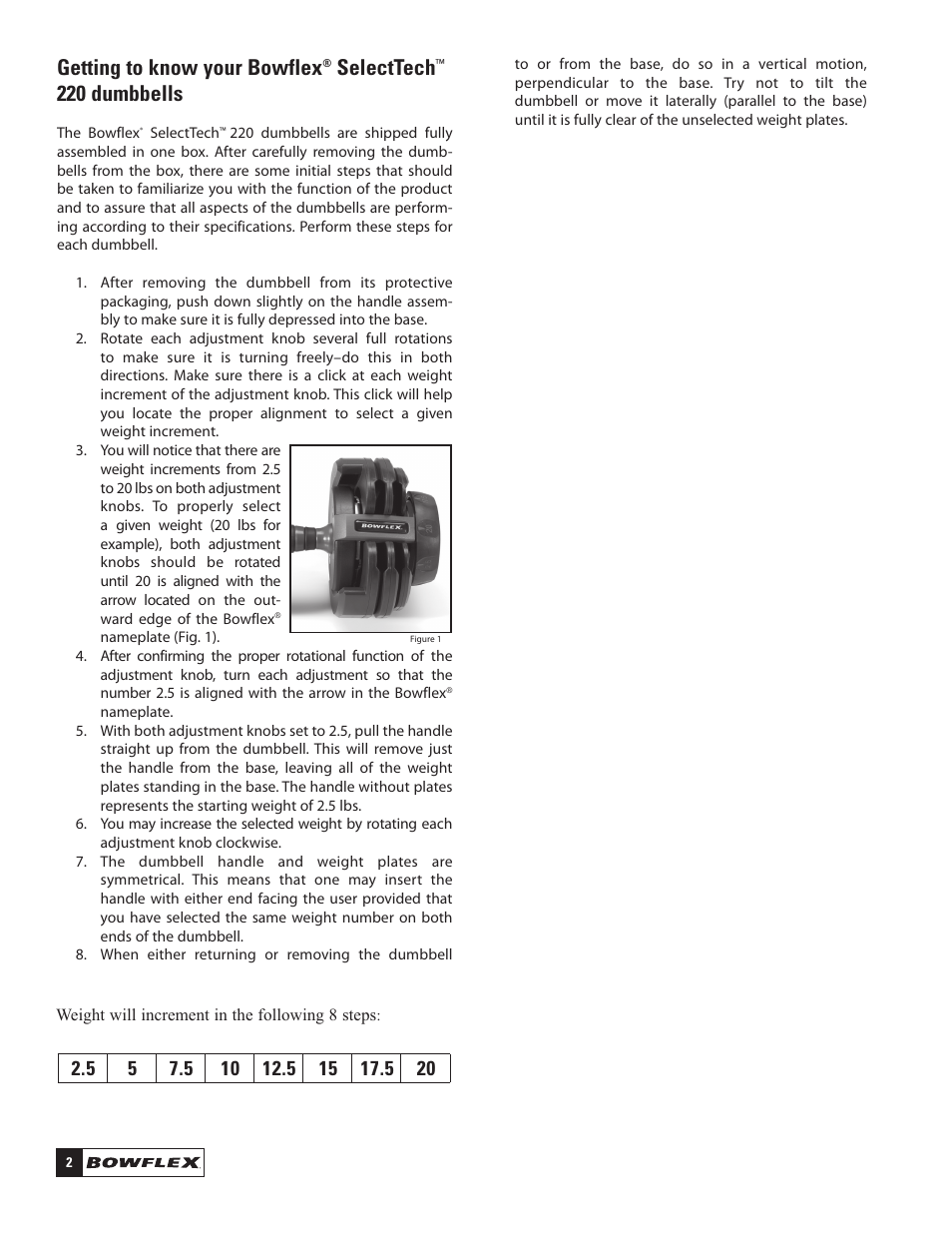 Getting to know your bowflex, Selecttech, 220 dumbbells | Bowflex SelectTech 220 Dumbells User Manual | Page 4 / 36