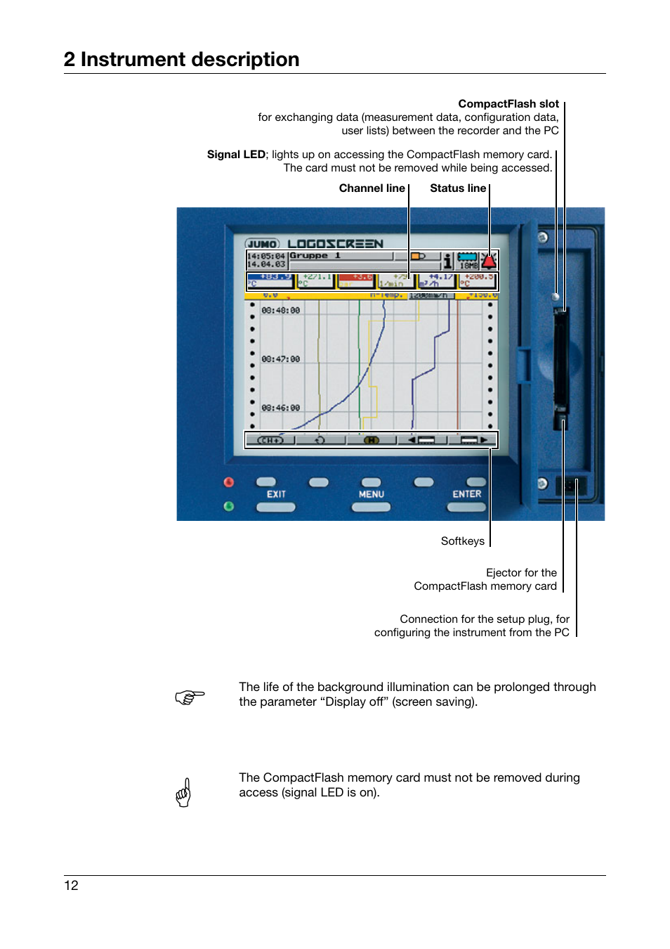 2 instrument description | JUMO 706560 LOGOSCREEN es Operating Instructions User Manual | Page 12 / 64