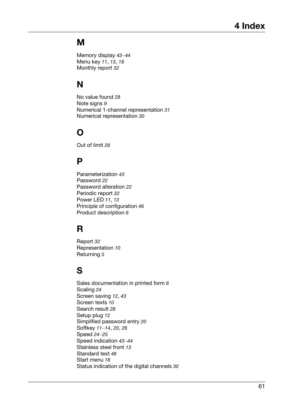 4 index m | JUMO 706560 LOGOSCREEN es Operating Instructions User Manual | Page 61 / 64