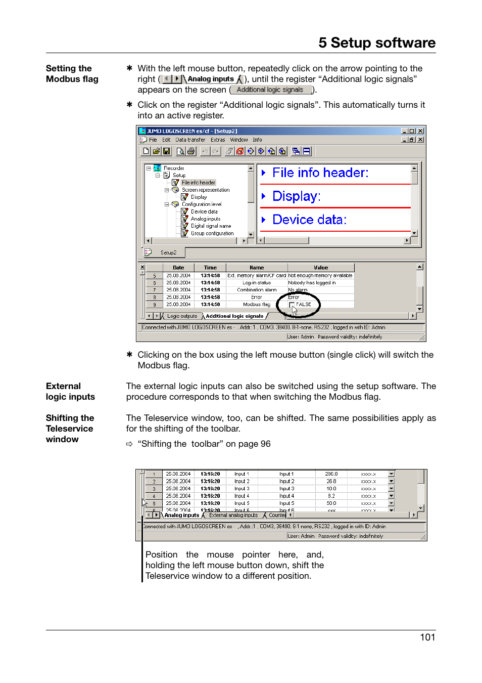 5 setup software | JUMO 706560 LOGOSCREEN es Operating Manual User Manual | Page 101 / 128
