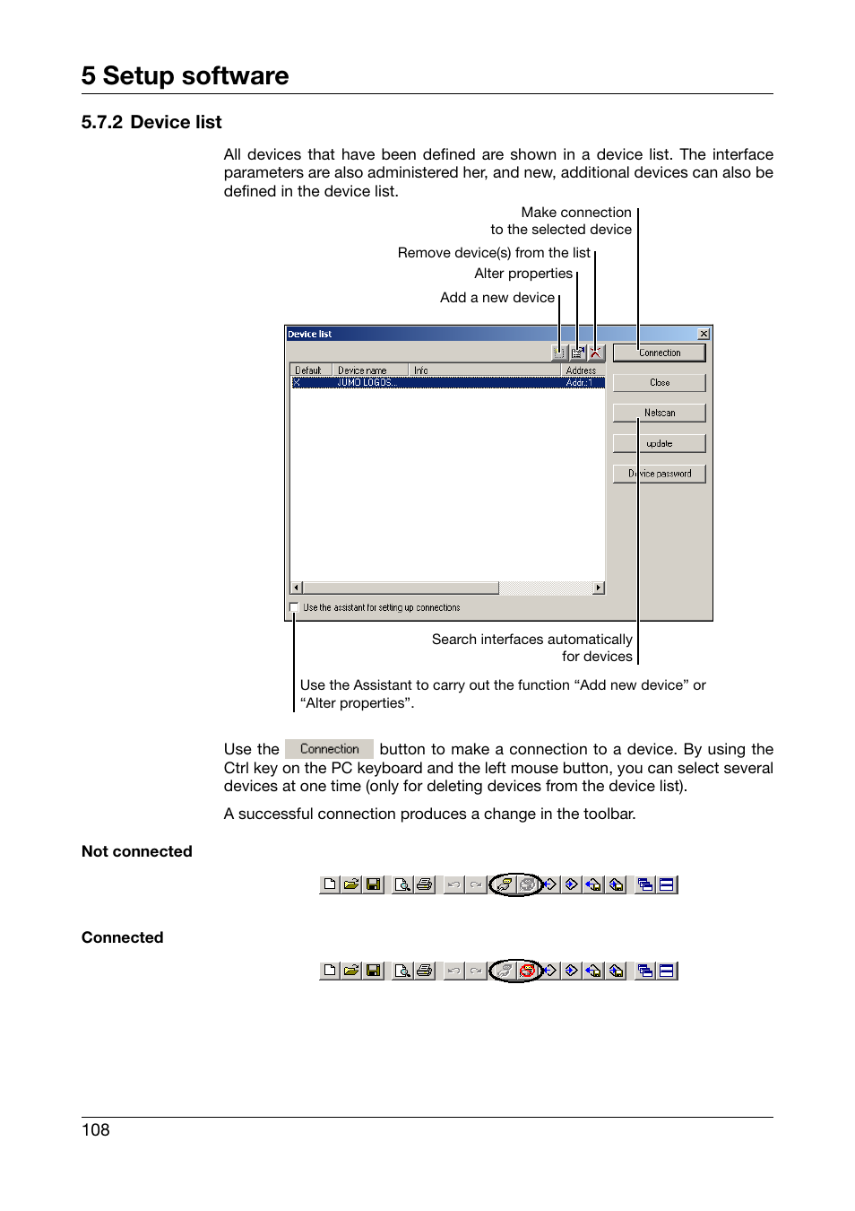 2 device list, 5 setup software | JUMO 706560 LOGOSCREEN es Operating Manual User Manual | Page 108 / 128