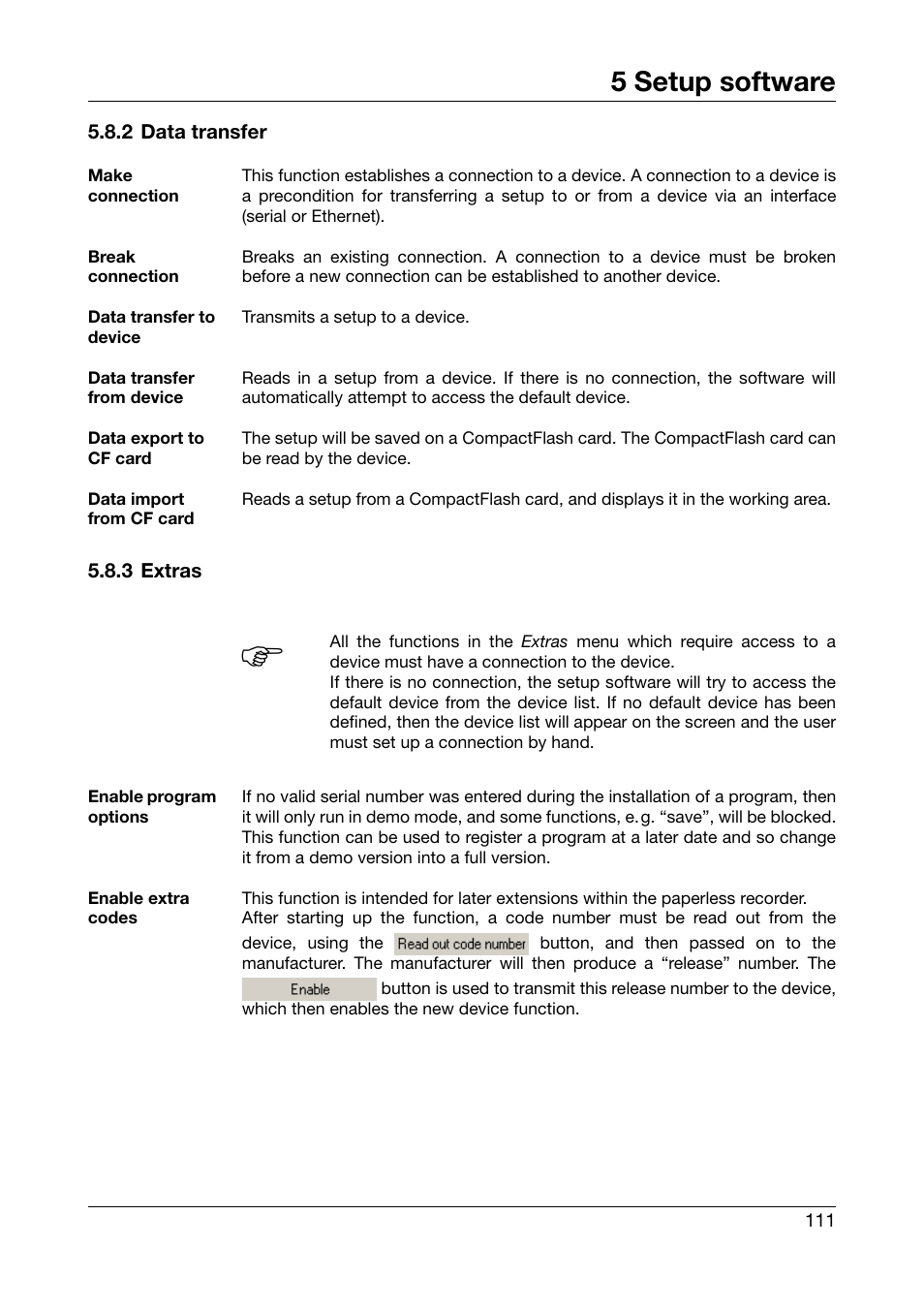 2 data transfer, 3 extras, 2 data transfer 5.8.3 extras | 5 setup software | JUMO 706560 LOGOSCREEN es Operating Manual User Manual | Page 111 / 128
