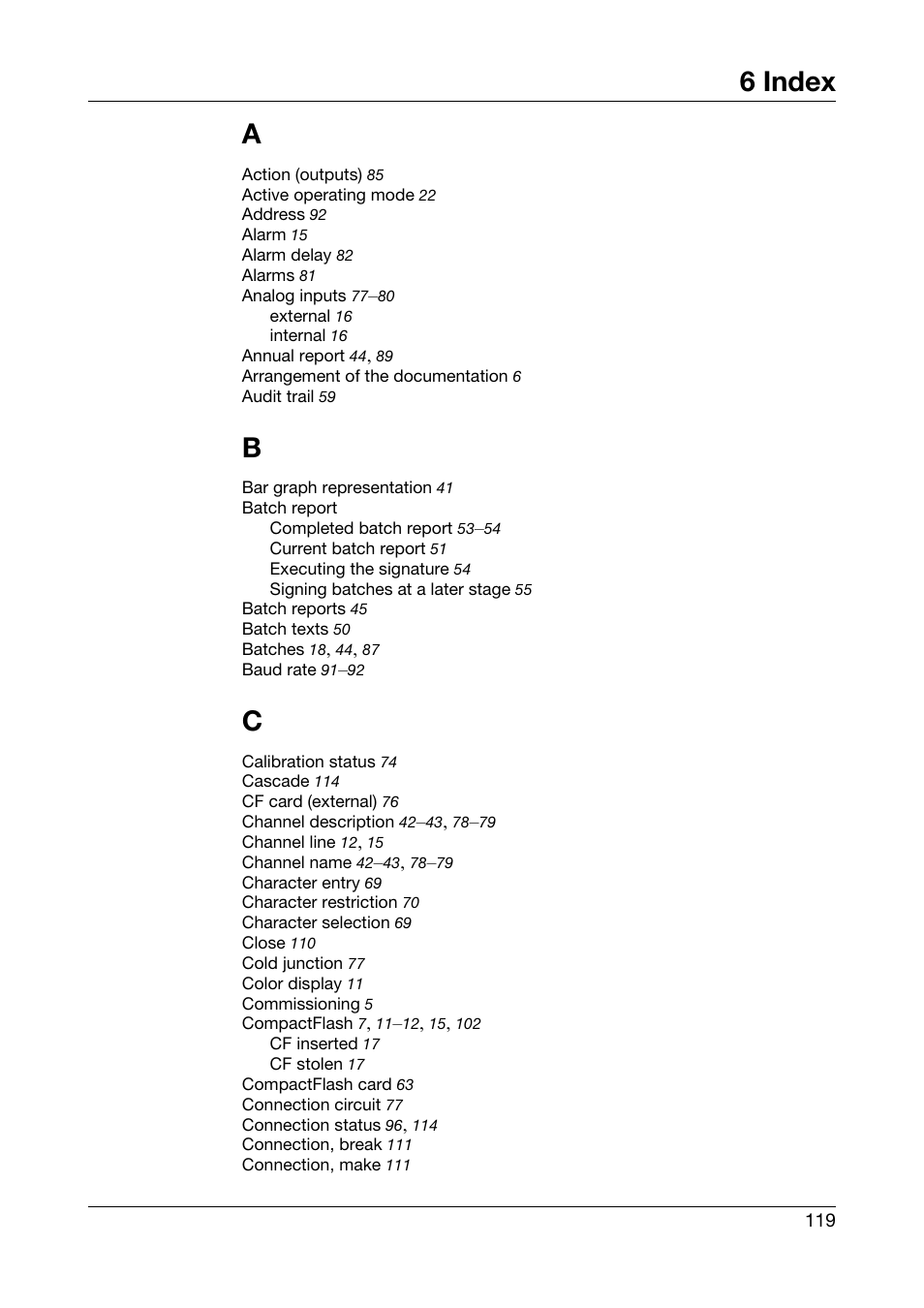 6 index, Index, 6 index a | JUMO 706560 LOGOSCREEN es Operating Manual User Manual | Page 119 / 128
