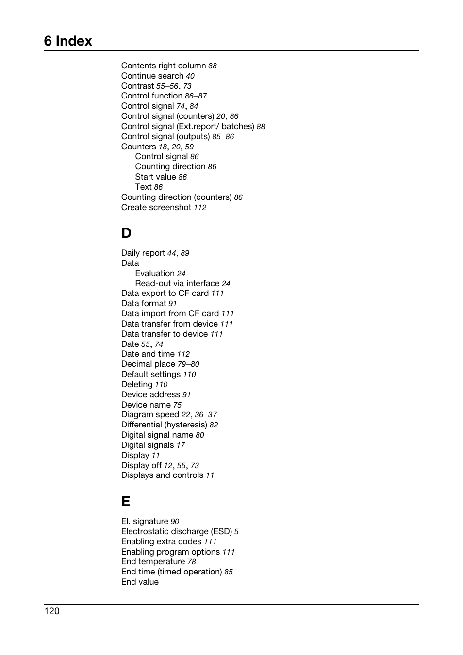 6 index | JUMO 706560 LOGOSCREEN es Operating Manual User Manual | Page 120 / 128