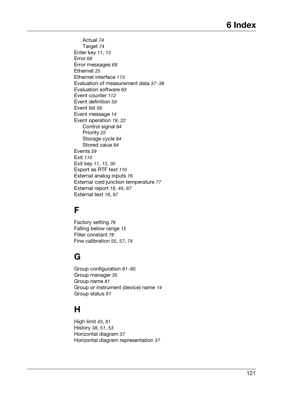 6 index | JUMO 706560 LOGOSCREEN es Operating Manual User Manual | Page 121 / 128