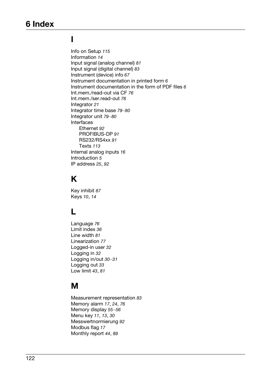 6 index | JUMO 706560 LOGOSCREEN es Operating Manual User Manual | Page 122 / 128